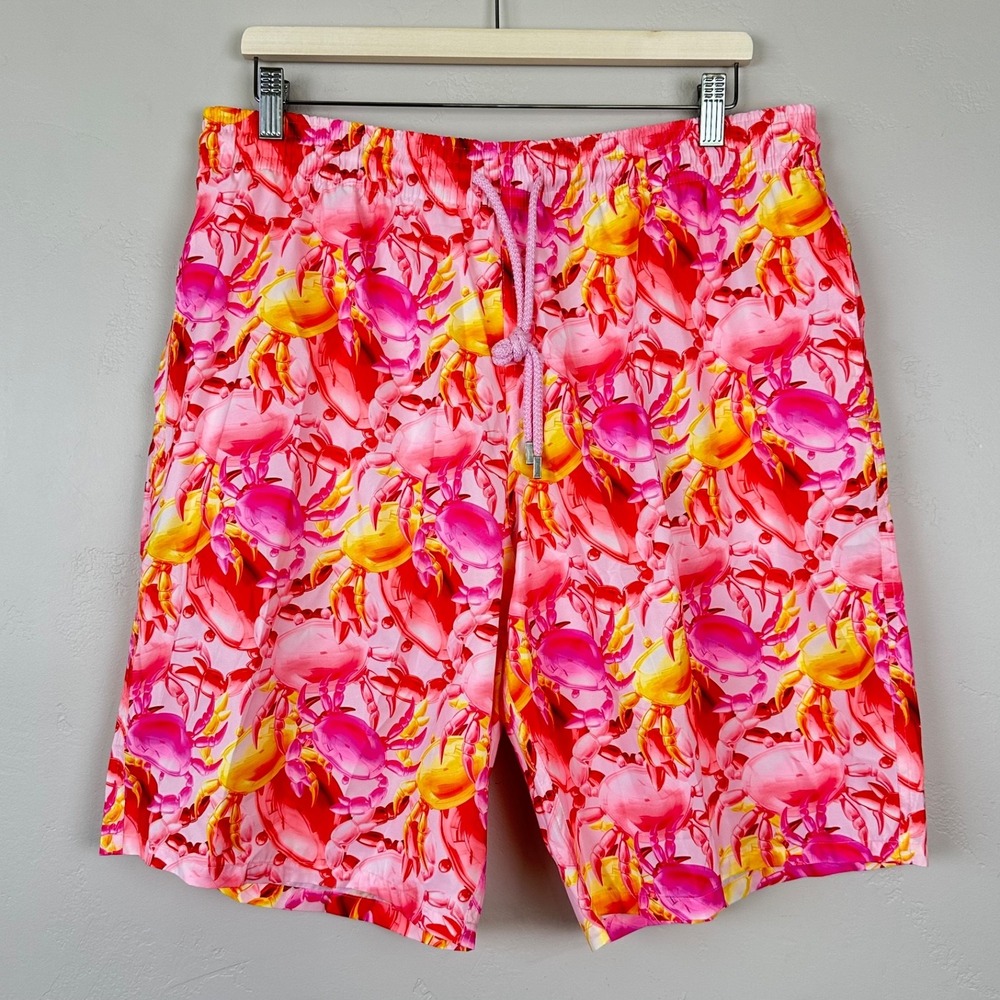 Vilebrequin Crab Balloons Light Swim Shorts Men XXL Mesh Lined Trunks Board AOP
